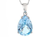 Sky Blue Topaz Rhodium Over Sterling Silver Pendant 12.00ct