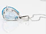 Sky Blue Topaz Rhodium Over Sterling Silver Pendant 12.00ct