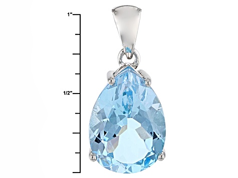 Sky Blue Topaz Rhodium Over Sterling Silver Pendant 12.00ct
