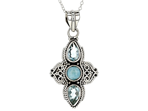 Sky Blue Topaz Sterling Silver Pendant With Chain 2.40ctw