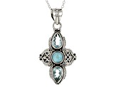 Sky Blue Topaz Sterling Silver Pendant With Chain 2.40ctw