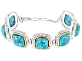 Blue Composite Turquoise Sterling Silver And 14k Yellow Gold Over Silver Two-Tone Bracelet