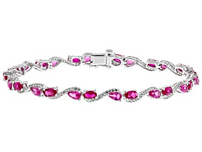 Red Lab Created Ruby Rhodium Over Sterling Silver Bracelet 7.38ctw