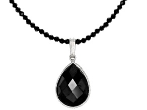 Black Spinel Rhodium Over Sterling Silver Necklace 25.00ctw
