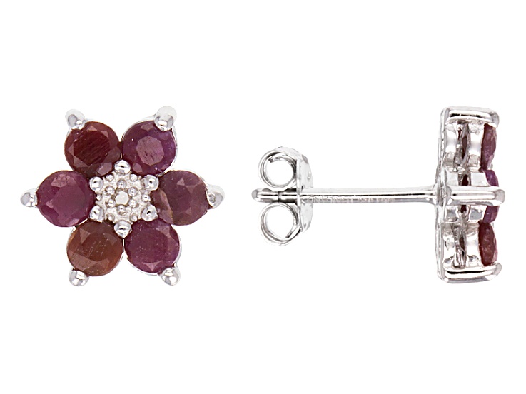 Red Ruby Rhodium Over Sterling Silver Earrings 1.61ctw