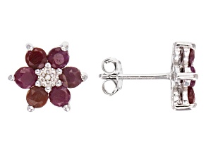 Red Ruby Rhodium Over Sterling Silver Earrings 1.61ctw