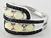 Ethiopian Opal Rhodium Over Sterling Silver Ring 1.81ctw