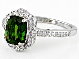 Green Chrome Diopside Rhodium Over Sterling Silver Ring 1.50ctw