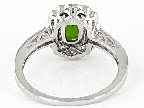 Green Chrome Diopside Rhodium Over Sterling Silver Ring 1.50ctw