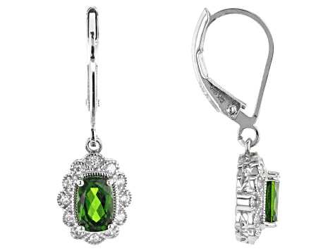 Green Chrome Diopside Rhodium Over Silver Earrings .99ctw - DOCY800E