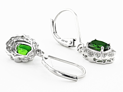 Green Chrome Diopside Rhodium Over Silver Earrings .99ctw