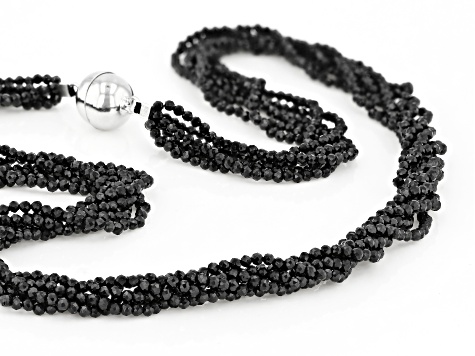 Black and Silver Seed Bead Necklace, Thin 2mm Single Strand Beaded Necklace 20