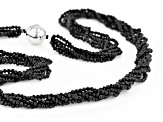 Black Spinel Rhodium Over Sterling Silver Bead Necklace 90.00ctw