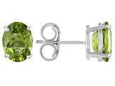Green Peridot Rhodium Over Sterling Silver Earrings 4.00ctw