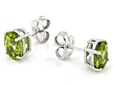 Green Peridot Rhodium Over Sterling Silver Earrings 4.00ctw