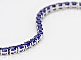 Blue Mahaleo(R) Sapphire Rhodium Over Sterling Silver Bracelet 10.00ctw