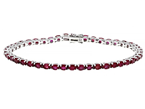 Red Mahaleo® Ruby Rhodium Over Sterling Silver Tennis Bracelet 10.00ctw ...