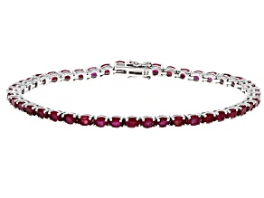 Red Mahaleo® Ruby Rhodium Over Sterling Silver Tennis Bracelet 10.00ctw