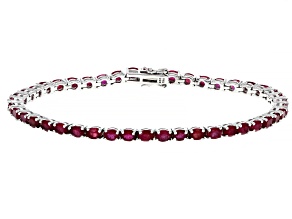 Red Mahaleo® Ruby Rhodium Over Sterling Silver Tennis Bracelet 10.00ctw