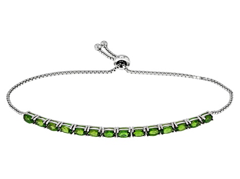 Green Chrome Diopside Rhodium Over Sterling Silver Bracelet 2.80ctw