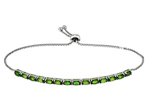 Green Chrome Diopside Rhodium Over Sterling Silver Bracelet 2.80ctw