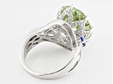 Green Prasiolite Rhodium Over Sterling Silver Ring 8.53ctw