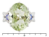 Green Prasiolite Rhodium Over Sterling Silver Ring 8.53ctw