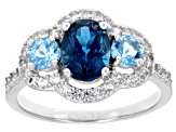 London Blue Topaz Rhodium Over Sterling Silver Ring 2.74ctw