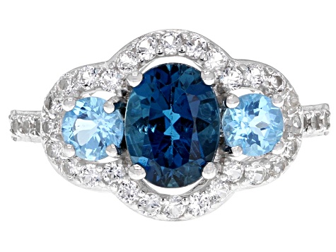 London Blue Topaz Rhodium Over Sterling Silver Ring 2.74ctw - DOCY889
