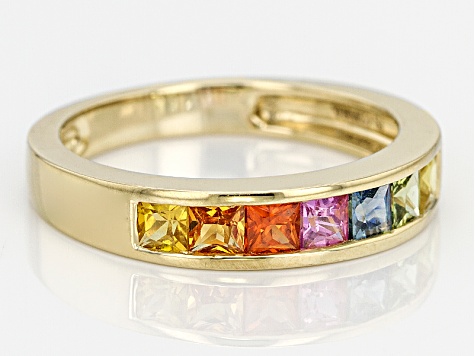 Multi Sapphire 14k Yellow Gold Band Ring .77ctw - DOCY902 | JTV.com