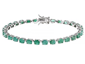 Green Emerald Rhodium Over Sterling Silver Tennis Bracelet 8.50ctw