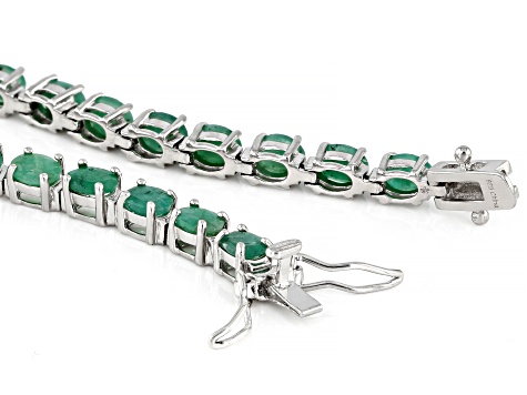 Green Emerald Rhodium Over Sterling Silver Tennis Bracelet 8.50ctw