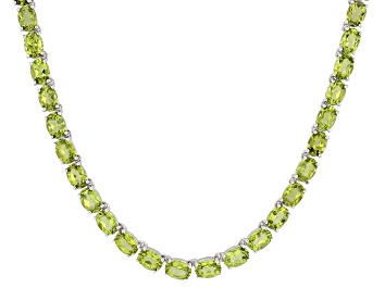 Picture of Green Peridot Rhodium Over Sterling Silver Necklace 52.95ctw