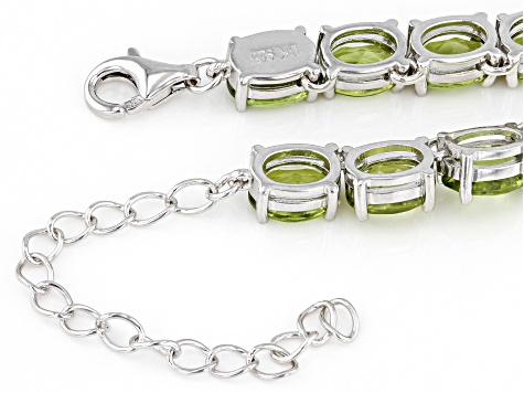 Green Peridot Rhodium Over Sterling Silver Necklace 52.95ctw