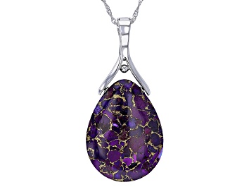 Picture of Purple Composite Turquoise Rhodium Over Sterling Silver Enhancer With Chain
