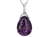 Purple Composite Turquoise Rhodium Over Sterling Silver Enhancer With Chain