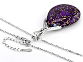 Purple Turquoise Rhodium Over Sterling Silver Enhancer With Chain