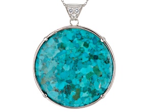 Blue Turquoise Rhodium Over Sterling Silver Pendant with Chain .81ctw