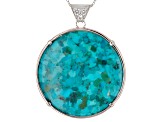 Blue Turquoise Rhodium Over Sterling Silver Pendant with Chain .81ctw