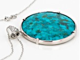 Blue Turquoise Rhodium Over Sterling Silver Pendant with Chain .81ctw