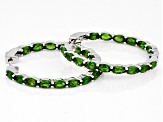 Green Chrome Diopside Rhodium Over Silver Hoop Earrings 8.20ctw