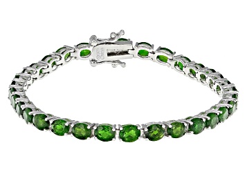 Picture of Green Chrome Diopside Rhodium Over Sterling Silver Bracelet 12.25ctw