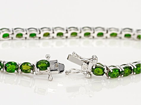 Green Chrome Diopside Rhodium Over Sterling Silver Bracelet 12.25ctw