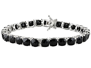 Picture of Black Spinel Sterling Silver Line Bracelet 28.08ctw
