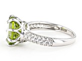 Green Peridot Rhodium Over Sterling Silver Ring 4.55ctw