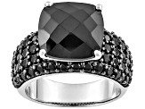 Black Spinel, Black Rhodium Over Sterling Silver Ring 10.70ctw