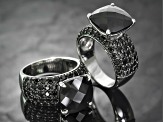 Black Spinel, Black Rhodium Over Sterling Silver Ring 10.70ctw