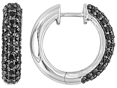 Black Spinel Sterling Silver Hoop Earrings 2.50ctw - DOCZ607 | JTV.com