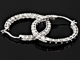 White Zircon Sterling Silver Hoop Earrings 3.50ctw