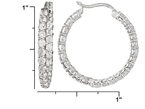 White Zircon Sterling Silver Hoop Earrings 3.50ctw
